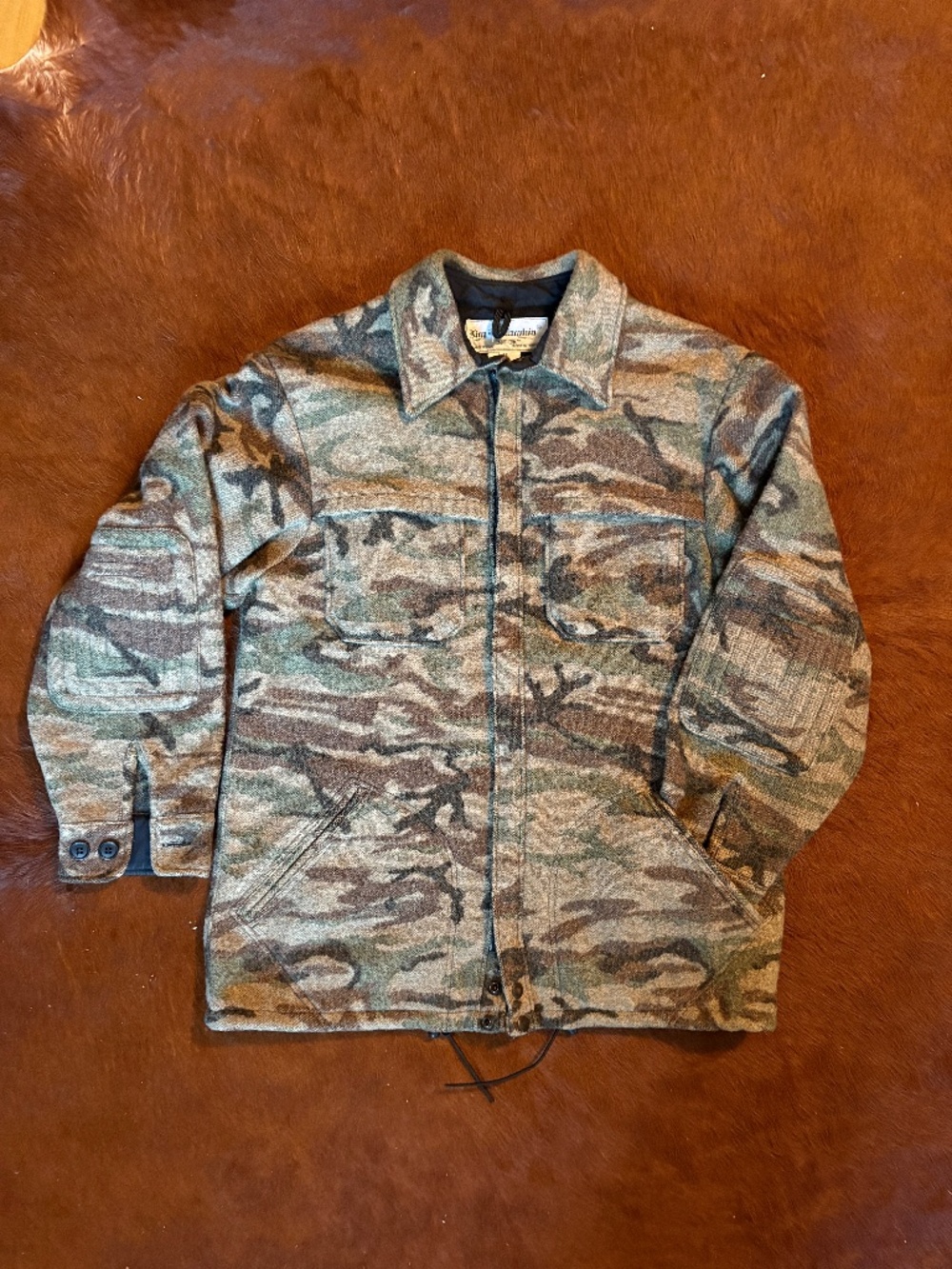 King of The Mountain, Vintage Wool Jacket, Made In USA, Medium, Camo